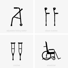 Set of assistive device icons