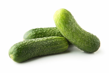 Fresh cucumbers isolated on white background