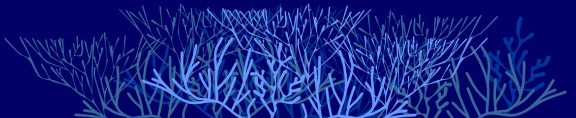 Abstract blue marine background with stylized branched corals