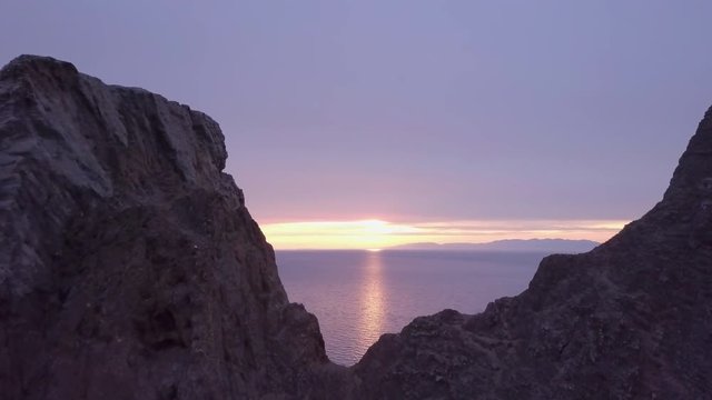 ProRes. Baikal lake shore and rocks from aerial view. Landscape.