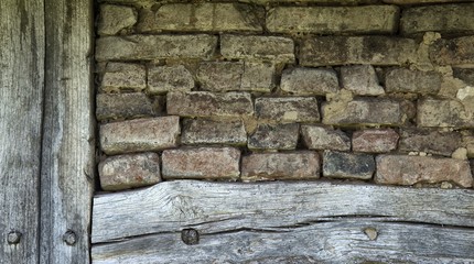 Détail de mur à Bény, Ain, France