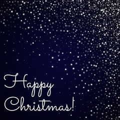 Fototapeta na wymiar Happy Christmas greeting card. Amazing falling stars background. Amazing falling stars on deep blue background.unique vector illustration.