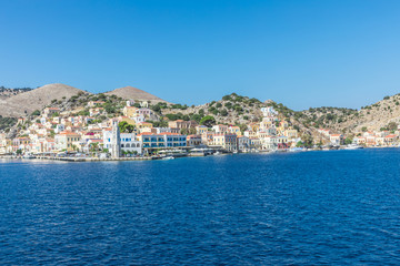 Naklejka na ściany i meble view of Simi Island, one of the smaller holiday islands in the Dodecanese group near the Turkish coast north of Rhodes, Greece