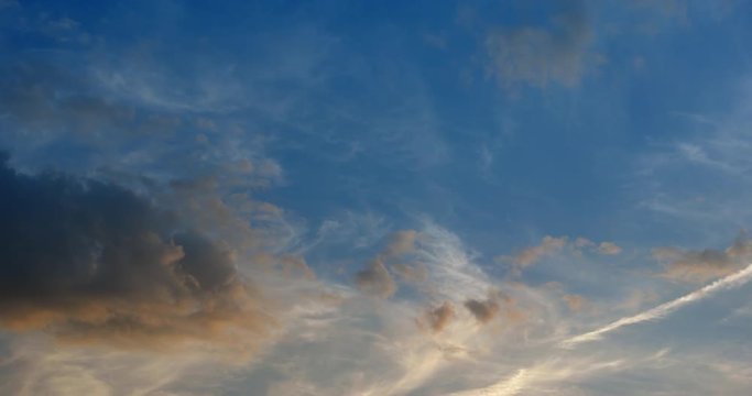 Whispy Clouds Drifting over a Blue Sky. 4k DCI footage