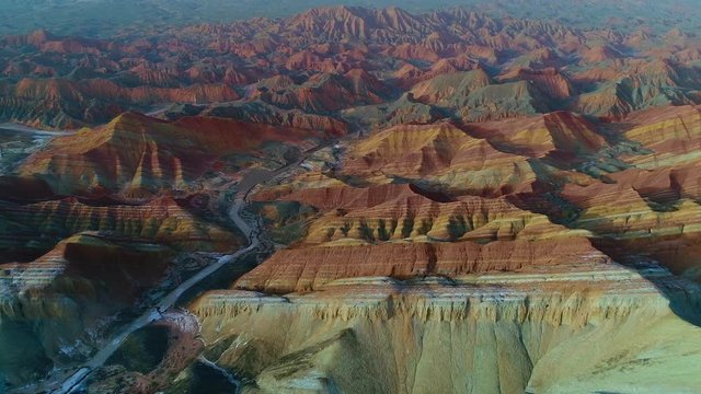 World&rsquo;s most beautiful landscapes &ndash; Zhangye Danxia Rainbow Mountains.  Striped pattern on sandstone hills. Part 1 of a 3 part series which can be merged to a continuous movie. 