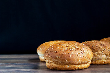 buns on a dark background on a table