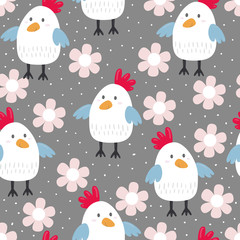 kids seamless pattern with chickens. Vector illustration - 183092551