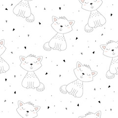 Obraz premium Cute cats colorful seamless pattern background