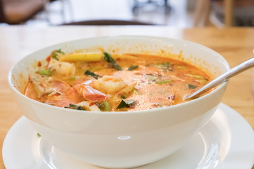 spicy prawn soup, shrimp tomyam, favourit food of thailand