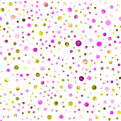 Watercolor confetti seamless pattern. Hand painted likable circles. Watercolor confetti circles. White scattered circles pattern. 196.