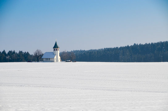 church in the snow