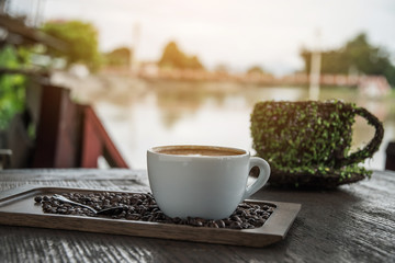coffee latte with coffee beans