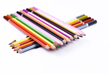 Colour pencils isolated on white background