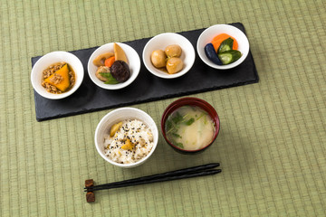 ごはんとおかずいろいろ　Side dishes of rice japanese food