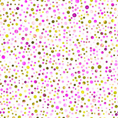 Fototapeta na wymiar Watercolor confetti seamless pattern. Hand painted fascinating circles. Watercolor confetti circles. Purple scattered circles pattern. 176.