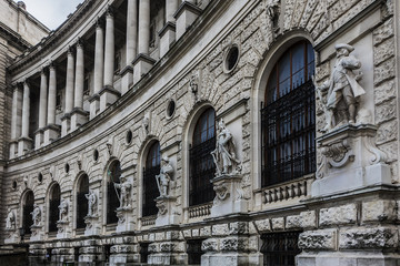 Fototapeta premium Neue Burg - part of Hofburg Imperial palace in Vienna, Austria. The Neue Burg facade from Heroes Square is adorned with 20 statues of figures of Austrian history.