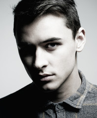 Portrait of a Teenage Boy in Shirt.