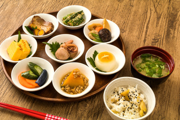 ごはんとおかずいろいろ　Side dishes of rice japanese food