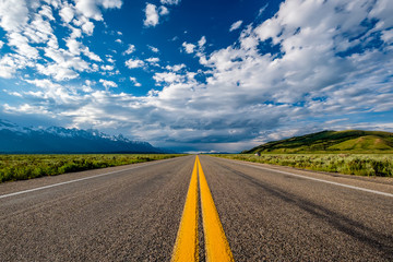 Empty open highway in Wyoming