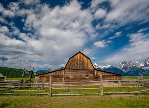 Old barn in Grand Teton Mountains