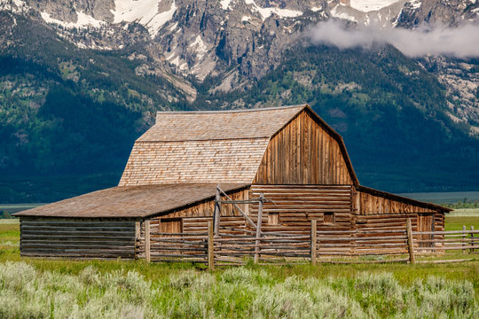 Old barn in Grand Teton Mountains