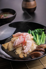 Soup with japanese noodles,