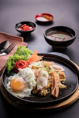 Soup with japanese noodles,