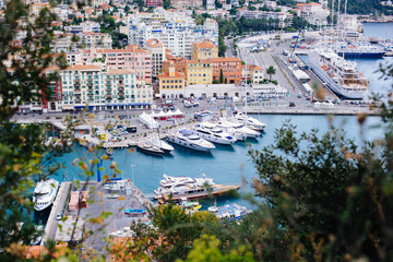 Obraz premium Stunning bay with ships and yachts, crystal water, sunny day