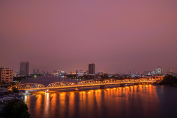 Fototapeta na wymiar Old bridge in Bangkok at night.