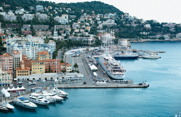 Stunning bay with ships and yachts, crystal water, sunny day