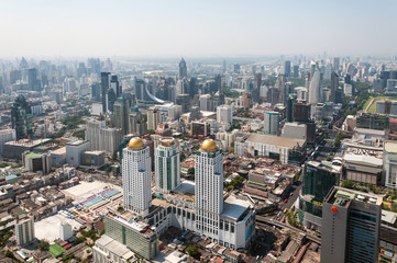 Obraz premium Panoramic aerial view of the Bangkok in a beautiful spring morning. Bangkok,Thailand.