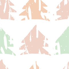 Abstract Scandinavian Seamless Pattern with hand drawn Christmas tree shapes made in vector. Cute nordic design for textile, wallpaper, wrapping paper, etc.