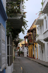 Colonial street in Cartagena, Colombia