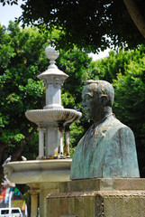 Fototapeta na wymiar A bust of Guillermo Perera y Alvarez, San Cristobal de la Laguna, Tenerife, Canary Islands, Spain.