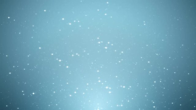 Merry Christmas greeting video card. Christmas background with shining light, falling snowflakes and stars, 4K video background