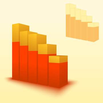 3d bar chart, bar graph element. Editable vector graphics. Illustration for business, finance, growth concepts.