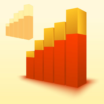 3d bar chart, bar graph element. Editable vector graphics. Illustration for business, finance, growth concepts.
