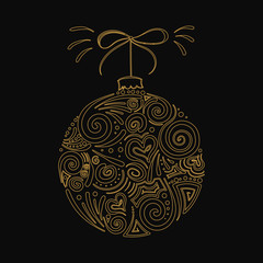 Fototapeta premium Christbaumkugel - goldene moderne Karte