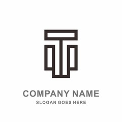 Geometric Square Letter T Pillar Building Architecture Attorney Law Firm Business Company Stock Vector Logo Design Template