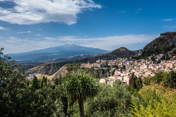 View to Etna over Taormina in Sizily