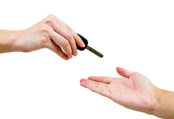 Car key exchange isolated on white background