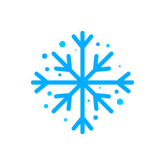 Snowflake icon. Blue silhouette snow flake sign, isolated on white background. 2022