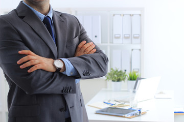 Business and office, people concept - friendly young businessman