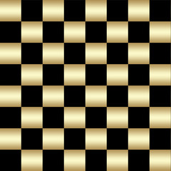 Stock Illustration - Seamless Checkered Pattern, Golden Black Pattern Background, 3D Illustration.