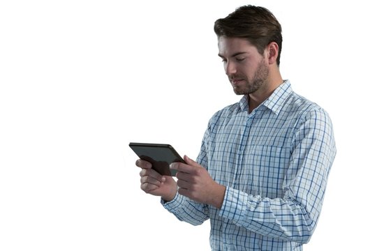 Man holding digital tablet