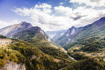 Fototapeta premium Delightful, colorful mountain landscape. View of the Tara River, Montenegro