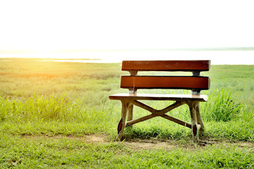 Concrete bench at river side