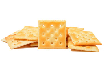 Crackers on white background