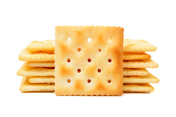 Crackers on white background