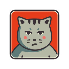 Cute sad cranky cat icon. Cat avatar
